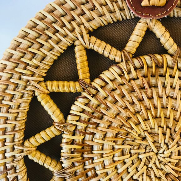 Woven Bag Wicker Rattan Round Boho Basket Purse - Picture 2 of 6